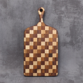 Wooden Serving Board Rectangular (Checkered - Beige/Brown)(画像)