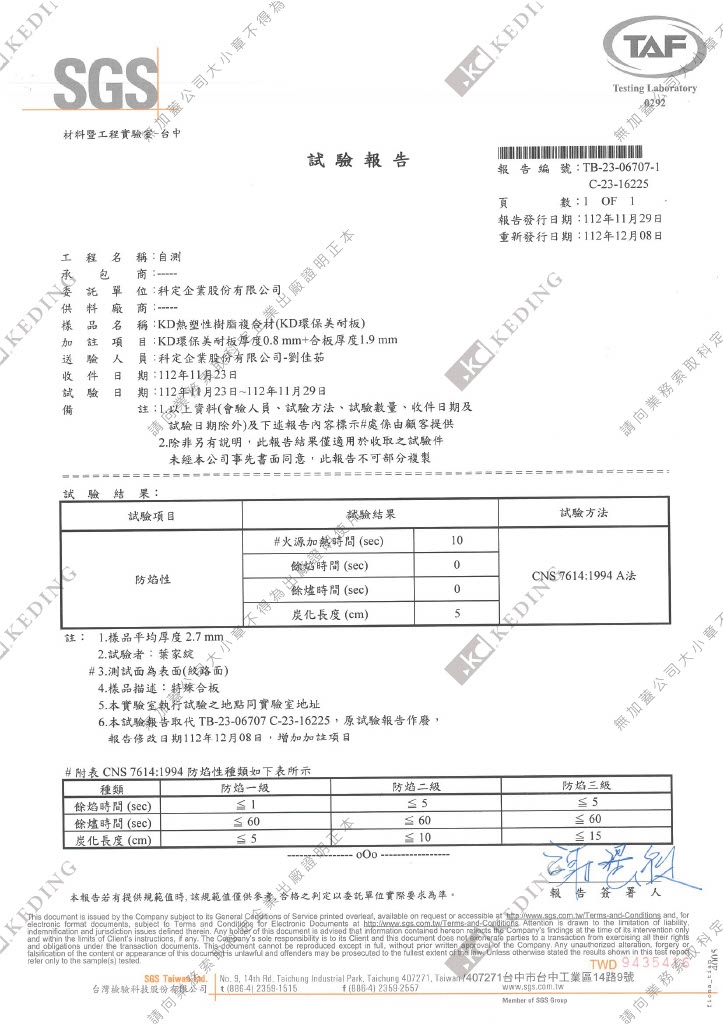 防焰一級(圖示)